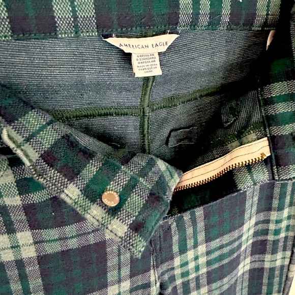 American Eagle Green/Blue Plaid Pants - Picture 2 of 6